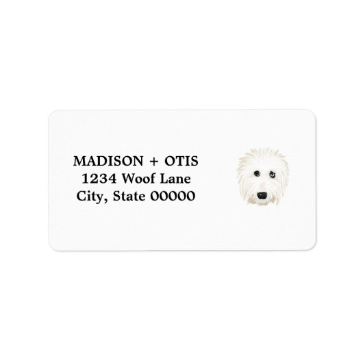 Oud Engels Sheepdog retour adres labels (Voorkant)
