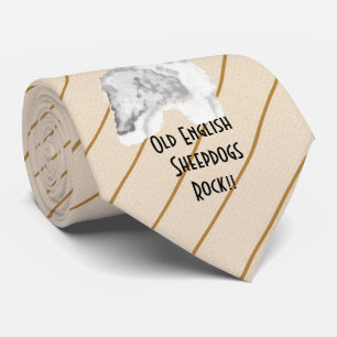 Oud Engels Sheepdog Rock - bedrukt Stropdas aan be
