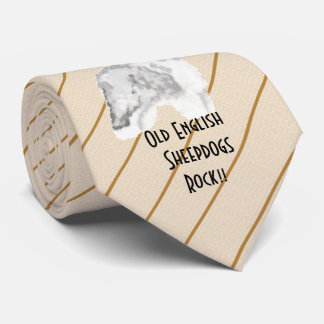 Oud Engels Sheepdog Rock - bedrukt Stropdas aan be