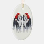 Oud Engels Sheepdog Santa Hat Keramisch Ornament (Rechts)