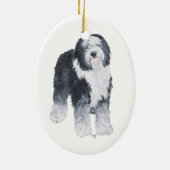 Oud Engels Sheepdog Santa Hat Keramisch Ornament (Achterkant)