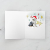 Oud Engels Sheepdog Santa Paws Feestdagen Kaart (Binnen)