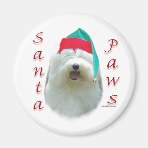 Oud Engels Sheepdog Santa Paws Magneet