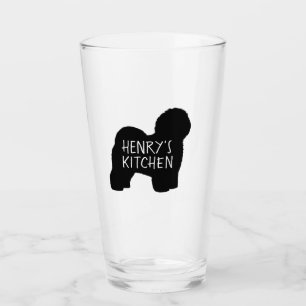 Oud Engels Sheepdog Silhouette Personalized Dog Glas