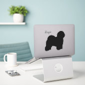 Oud Engels Sheepdog Silhouette Vinyl Sticker (Laptop op bureau)