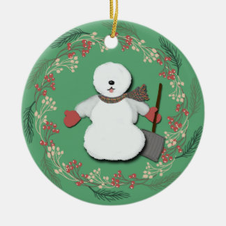 Oud Engels Sheepdog Snowman Ornament