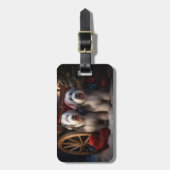 Oud Engels Sheepdog Snowy Sleigh Kerst Decor Bagagelabel (Voorkant verticaal)