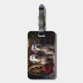 Oud Engels Sheepdog Snowy Sleigh Kerst Decor Bagagelabel (Achterkant verticaal)