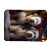 Oud Engels Sheepdog Snowy Sleigh Kerst Decor Magneet (Horizontaal)