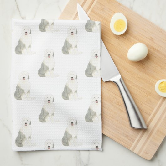 Oud Engels Sheepdog Theedoek (Quarter Fold)