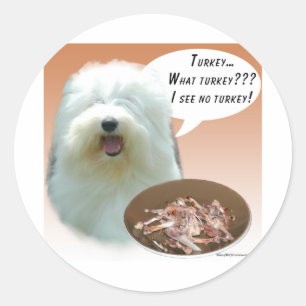 Oud Engels Sheepdog Turkey Ronde Sticker