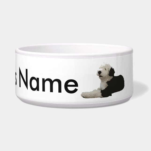 Oud Engels Sheepdog Voerbakje (Voorkant)