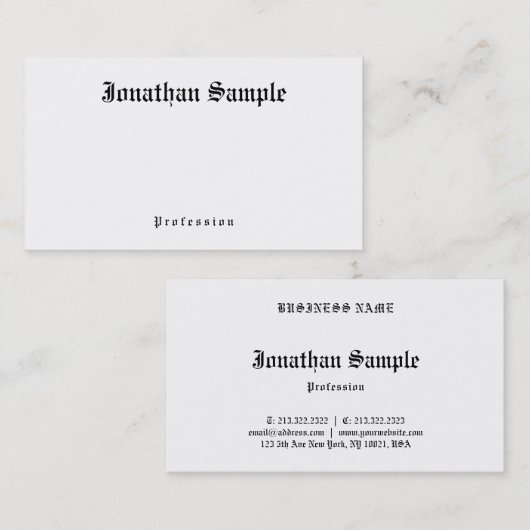 Oud Engels Tekst Nostalgische Classic Look Sjabloo Visitekaartje (Voorkant / Achterkant)