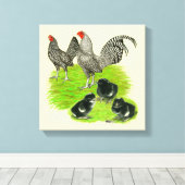 Oud-Engelse gestreepte kriel Familie Canvas Afdruk (Insitu (Houten vloer))