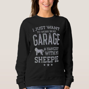 Oud-Engelse-herder-hond Sheepie Vader Auto Garage  Trui