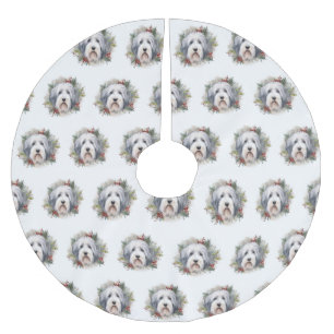 Oud-Engelse herdershond Kerstkrans Festieve Pup Kerstboom Rok