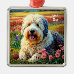 Oud-Engelse Herdershond Metalen Ornament