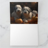 Oud-Engelse-herdershond Puppy Herfst Plezier Pompo Kaart (Binnen)