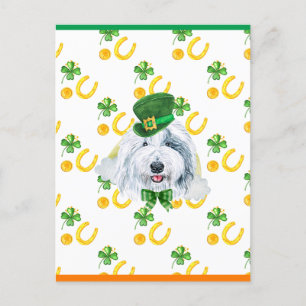 Oud-Engelse Schaapshond Shamrock St. Patrick's Day Feestdagenkaart