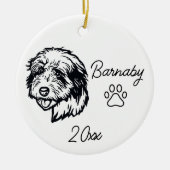 Oud-Engelse schapendoek Custom naam en jaar Lijnte Keramisch Ornament (Voorkant)