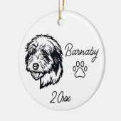 Oud-Engelse schapendoek Custom naam en jaar Lijnte Keramisch Ornament (Links)