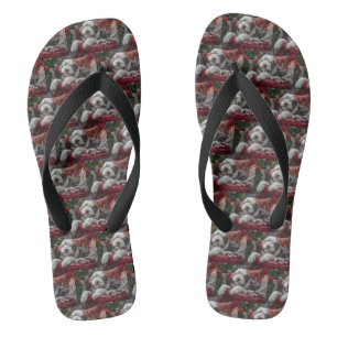 Oud-Engelse schapendoes Kerstmis Feestelijk Teenslippers