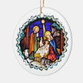 OUD ENGLAND NATIVITY-VENSTER KERAMISCH ORNAMENT (Links)