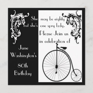 Oud Fashion Bike Birthday Uitnodiging