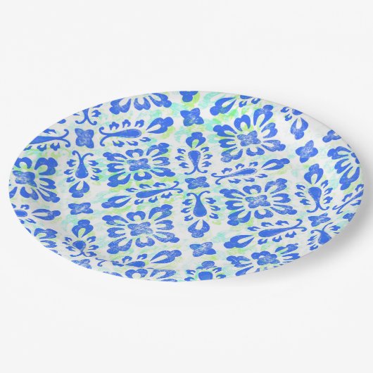 Oud Fashioned Blue en White China Pattern Papieren Bordje (Gekanteld)