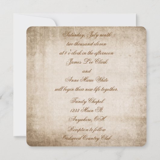 oud-Fashioned bruiloft bouquet Kaart (Achterkant)