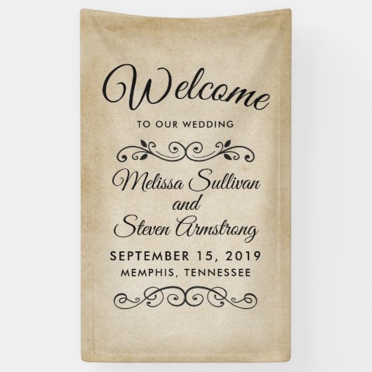  oud-fashioned Western thema Wedding Spandoek (Verticaal)