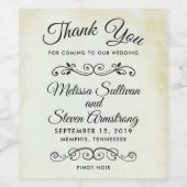 oud-fashioned Western thema Wedding Wijn Etiket (Enkel label)