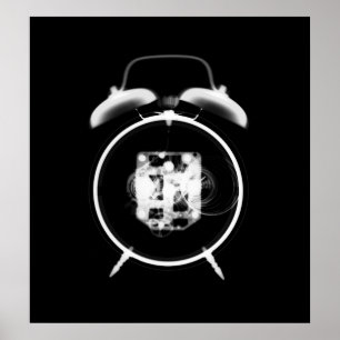 Oud Fashioned X-Ray Clock Black White Poster
