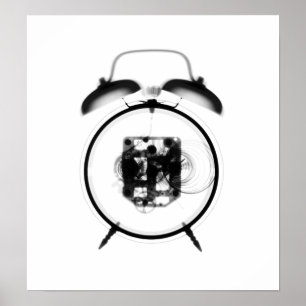 Oud Fashioned X-Ray Clock Black White Poster