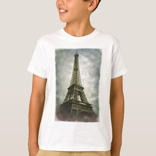 Oud fotoeffect Eiffel Tower Paris T-shirt (Voorkant)