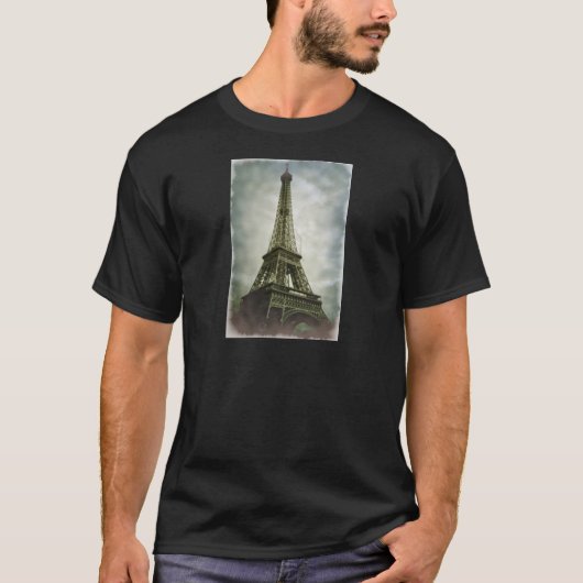 Oud fotoeffect Eiffel Tower Paris T-shirt (Voorkant)