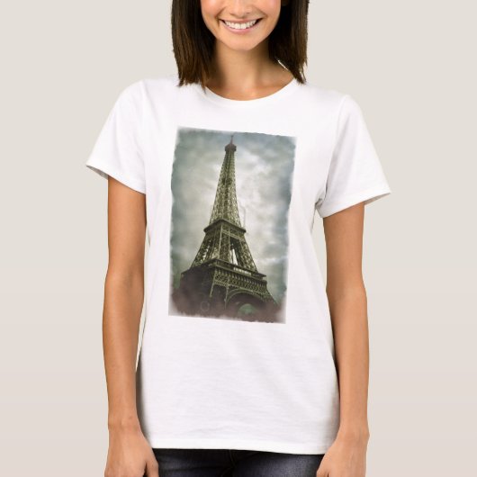 Oud fotoeffect Eiffel Tower Paris T-shirt (Voorkant)