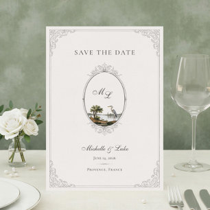 Oud Frans landelijk monogram trouw Save The Date