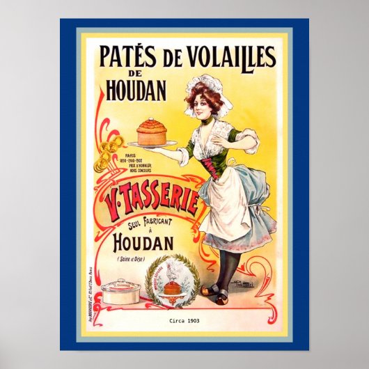 Oud Frans Maid Pate Pates de Volailles Poster (Voorkant)
