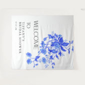 Oud Franse Toile Blauwe Bloem Bruidsdouche Wandkleed (Voorkant (horizontaal))