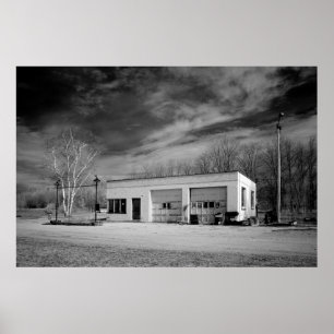 Oud gasstation poster