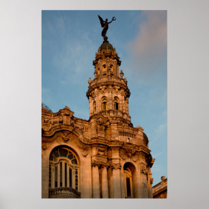 Oud gebouw Spire, Havana, Cuba Poster