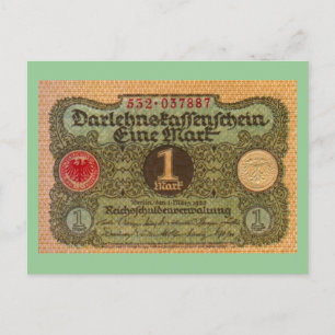Oud geld: 1 Duitse mark Briefkaart