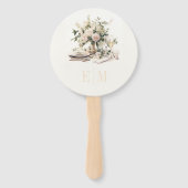 Oud Geld Champagne en Blush Huwelijksprogramma Handwaaier (Voorkant)