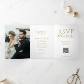 Oud geld  Crest bruiloft trifold uitnodiging (Binnen)