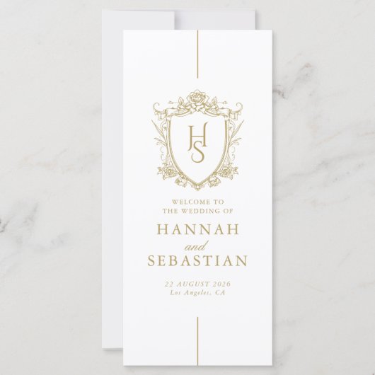 Oud geld  Crest Wedding Program Kaart (Voorkant)