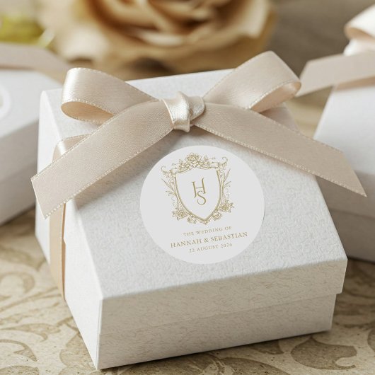 Oud geld Crest Wedding Ronde Sticker