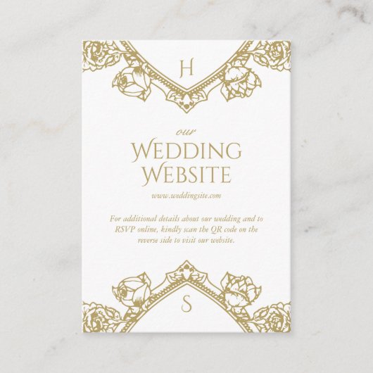 Oud Geld  Crest Wedding Website QR Code Informatiekaartje (Voorkant)