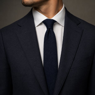 Oud geld Navy Blauwe Heringbone Tweed Stof Stropdas