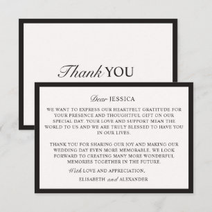 Oud geld, Off-white bruiloft Dank u kaart